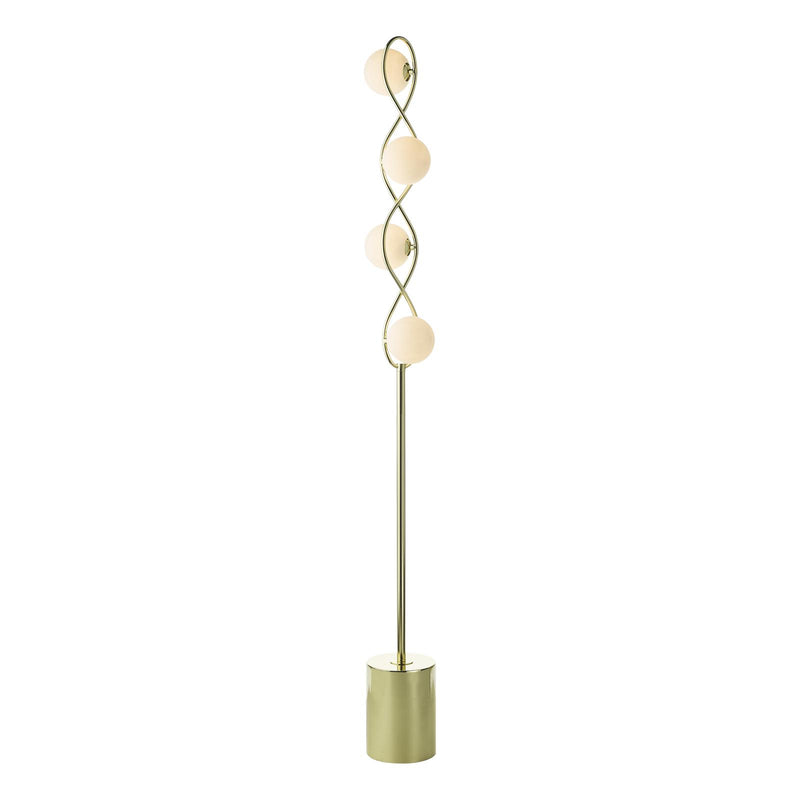 Dar Lighting Lysandra 4 Light Floor Lamp Polished Gold and Opal Glass • LYS4935