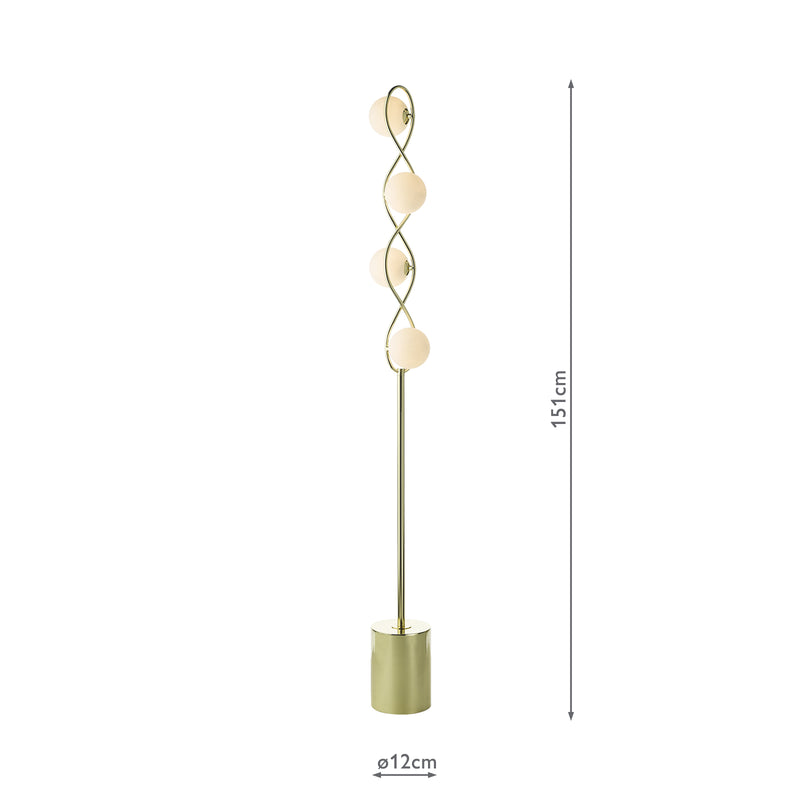 Dar Lighting Lysandra 4 Light Floor Lamp Polished Gold and Opal Glass • LYS4935