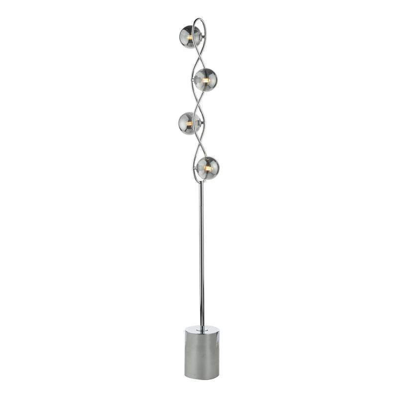 Dar Lighting Lysandra 4 Light Floor Lamp Polished Chrome and Smoked Glass • LYS4950