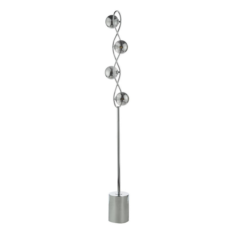 Dar Lighting Lysandra 4 Light Floor Lamp Polished Chrome and Smoked Glass • LYS4950