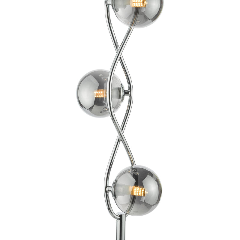 Dar Lighting Lysandra 4 Light Floor Lamp Polished Chrome and Smoked Glass • LYS4950
