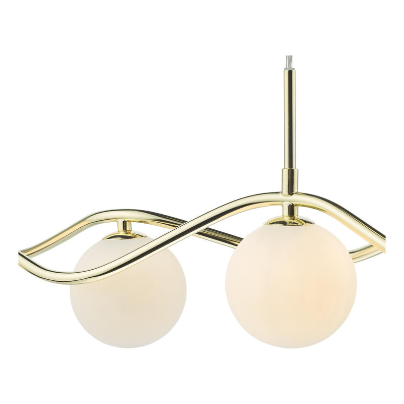 Dar Lighting Lysandra 6 Light Bar Pendant Polished Gold and Opal Glass • LYS6235