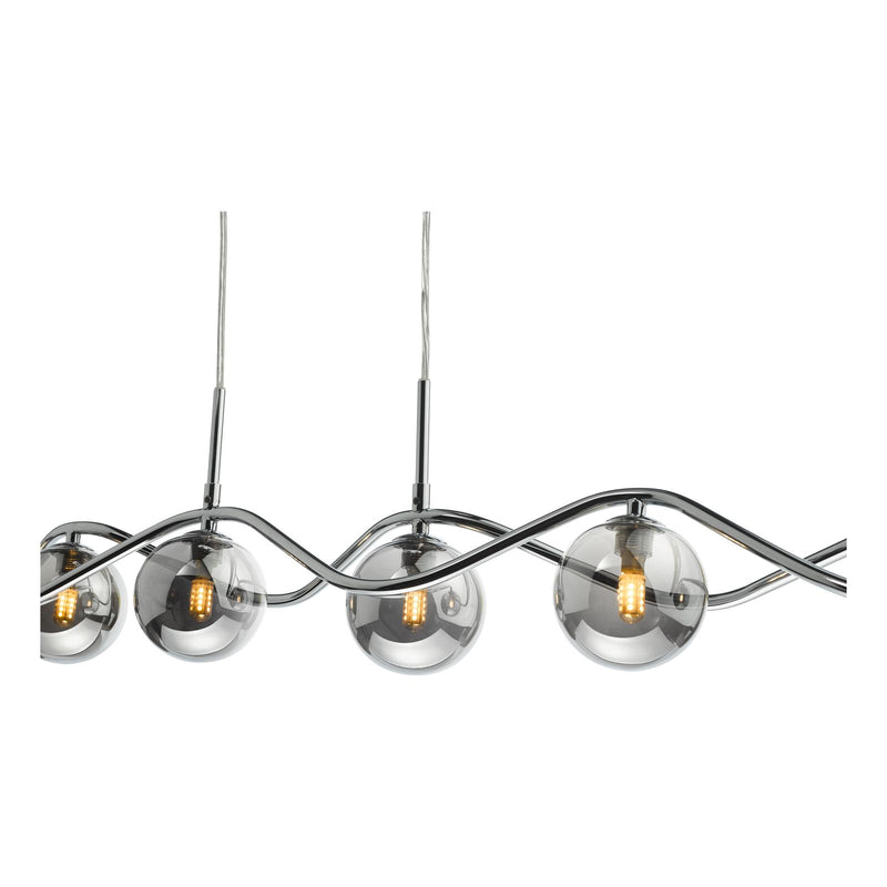 Dar Lighting Lysandra 6 Light Bar Pendant Polished Chrome and Smoked Glass • LYS6250