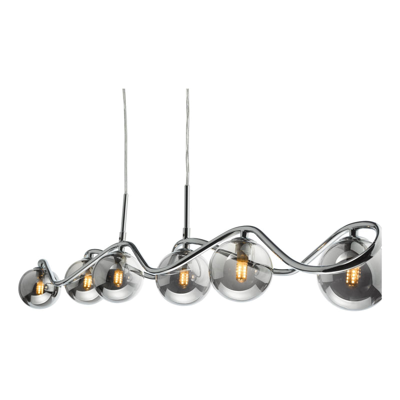 Dar Lighting Lysandra 6 Light Bar Pendant Polished Chrome and Smoked Glass • LYS6250