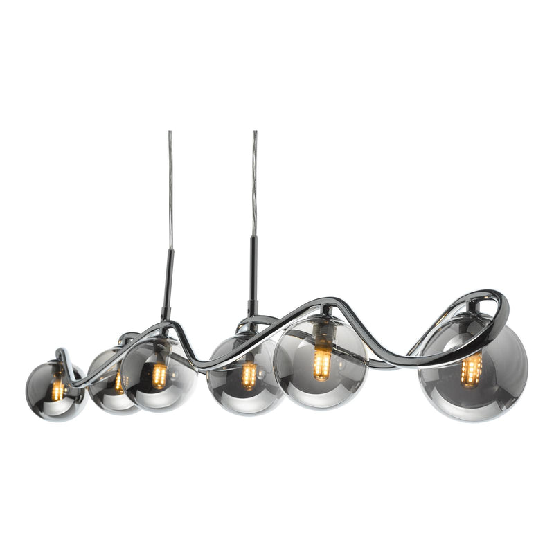 Dar Lighting Lysandra 6 Light Bar Pendant Polished Chrome and Smoked Glass • LYS6250