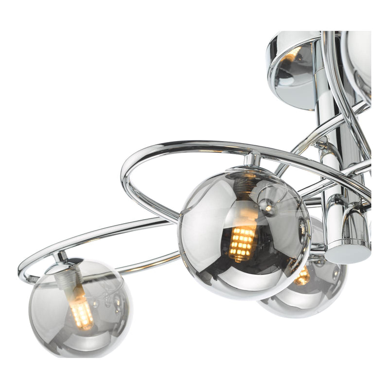 Dar Lighting Lysandra 6 Light Semi-Flush Polished Chrome and Smoked Glass • LYS6450