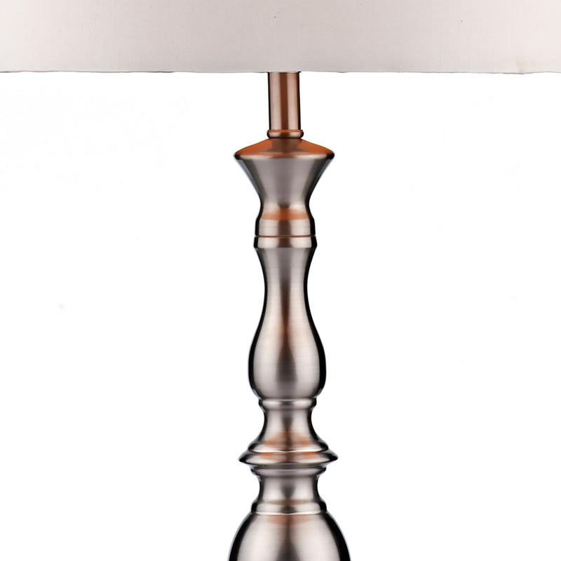 Dar Lighting Madrid Table Lamp Satin Chrome With Shade • MAD4246