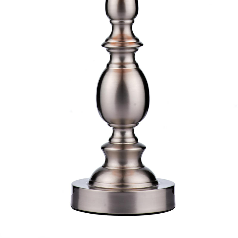 Dar Lighting Madrid Table Lamp Satin Chrome With Shade • MAD4246