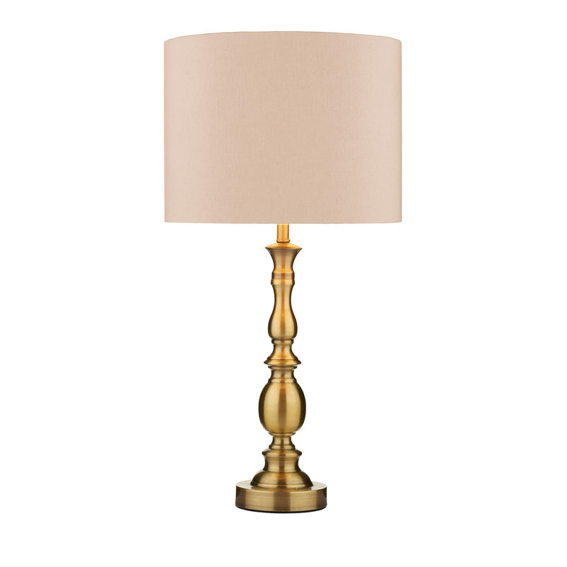 Dar Lighting Madrid Table Lamp Antique Brass With Shade • MAD4275