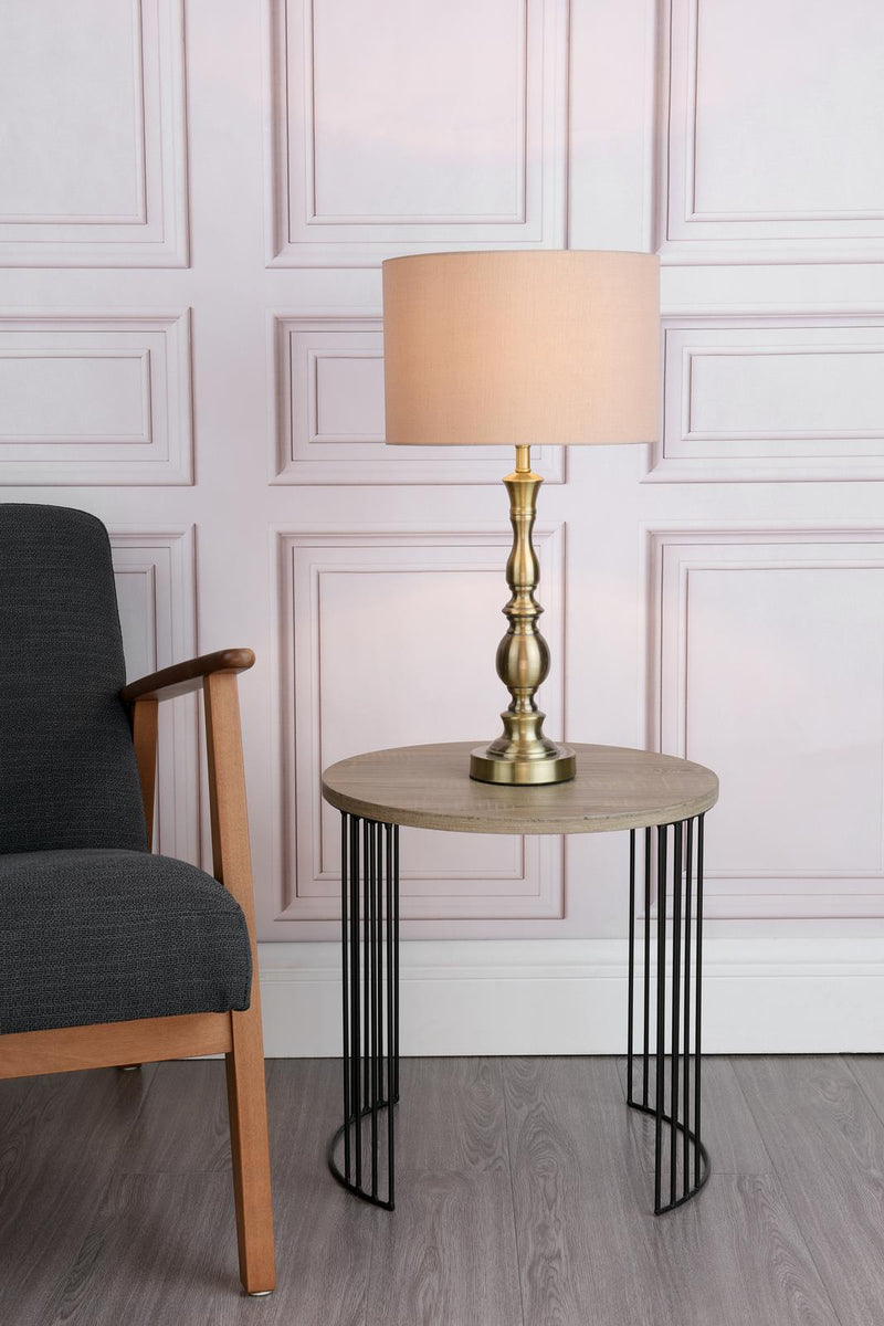 Dar Lighting Madrid Table Lamp Antique Brass With Shade • MAD4275