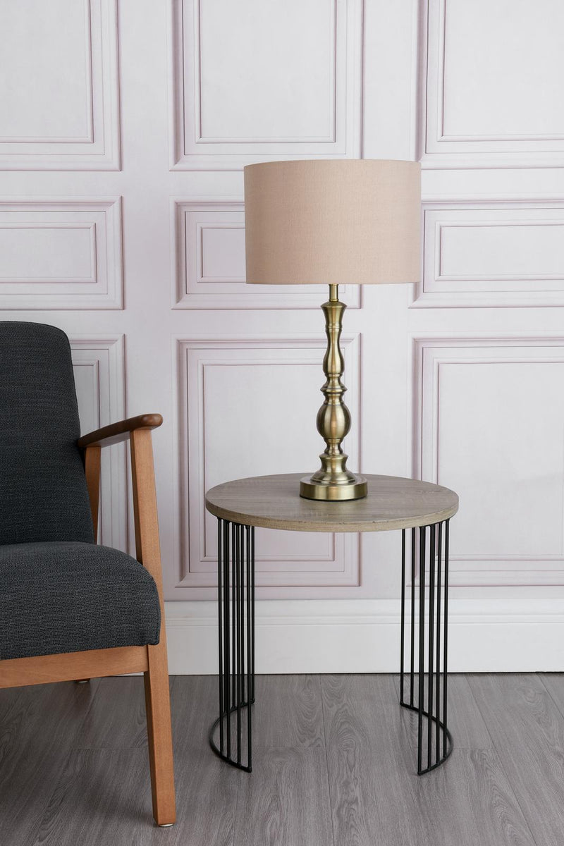 Dar Lighting Madrid Table Lamp Antique Brass With Shade • MAD4275