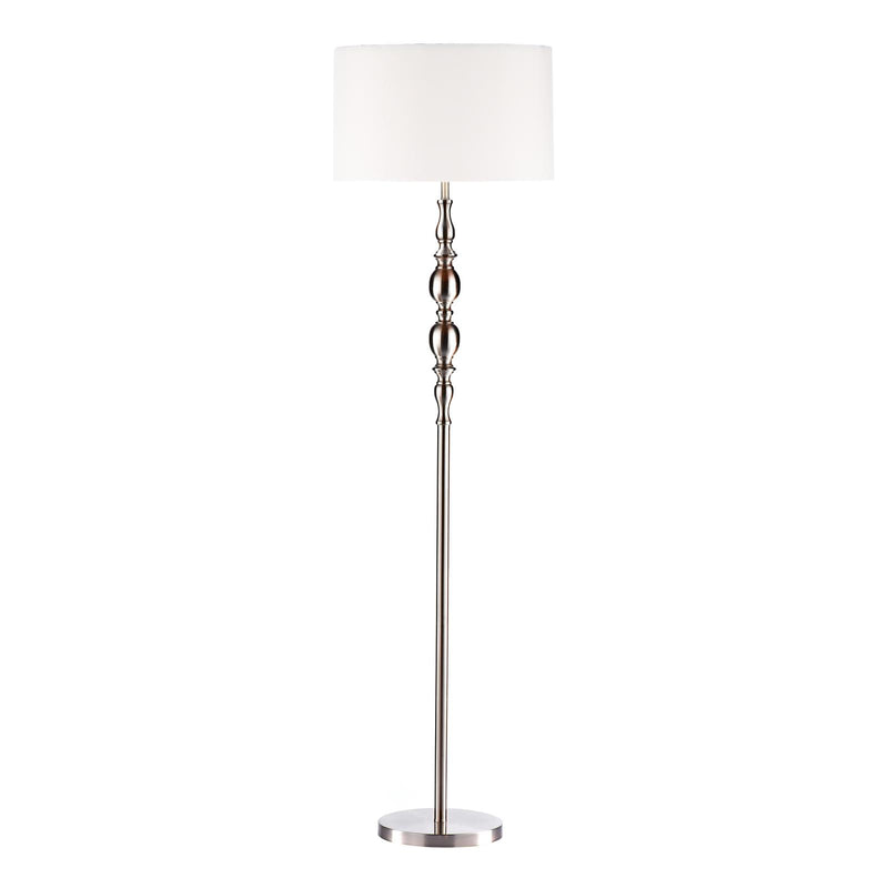 Dar Lighting Madrid Floor Lamp Satin Chrome With Shade • MAD4946