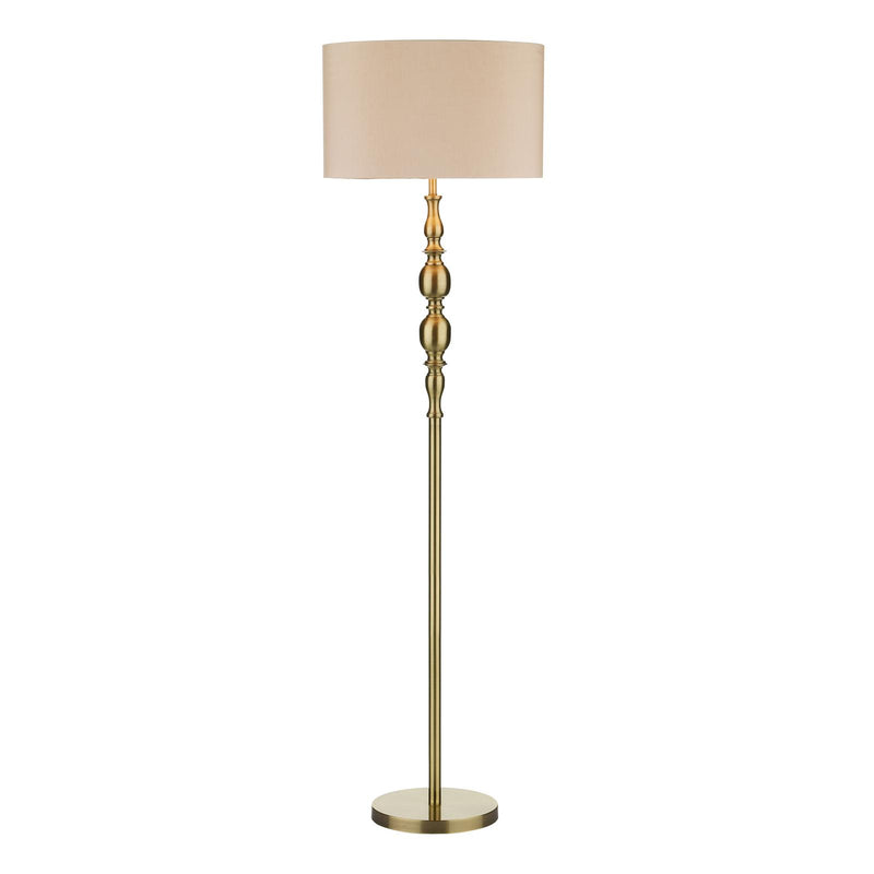 Dar Lighting Madrid Floor Lamp Antique Brass With Shade • MAD4975