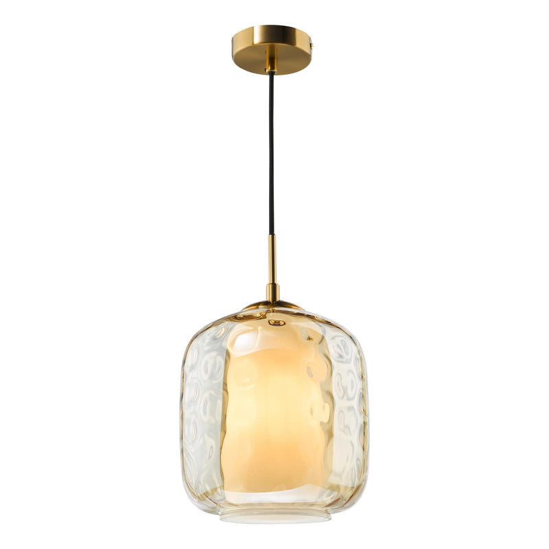 Dar Lighting Majella Pendant Aged Brass and Champagne Glass • MAJ0145