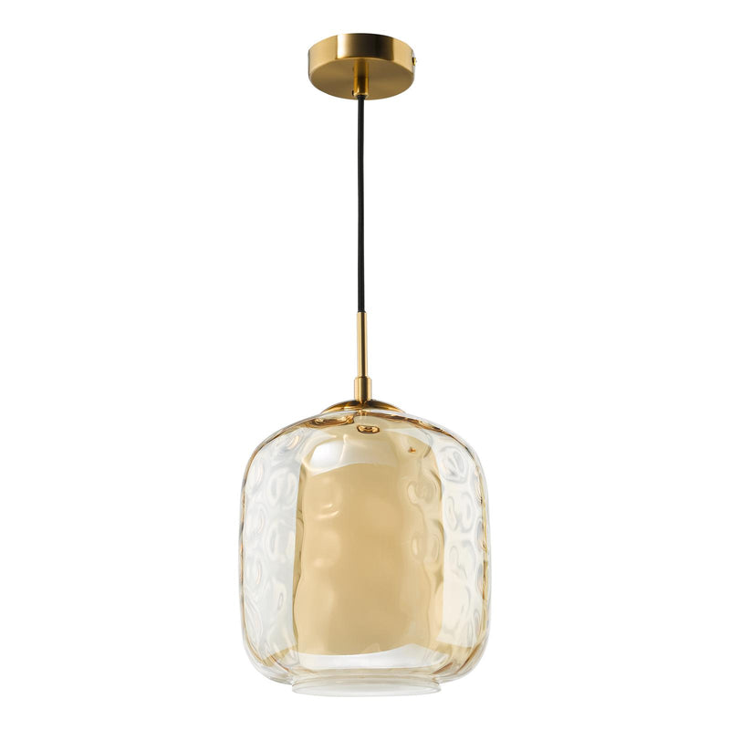 Dar Lighting Majella Pendant Aged Brass and Champagne Glass • MAJ0145