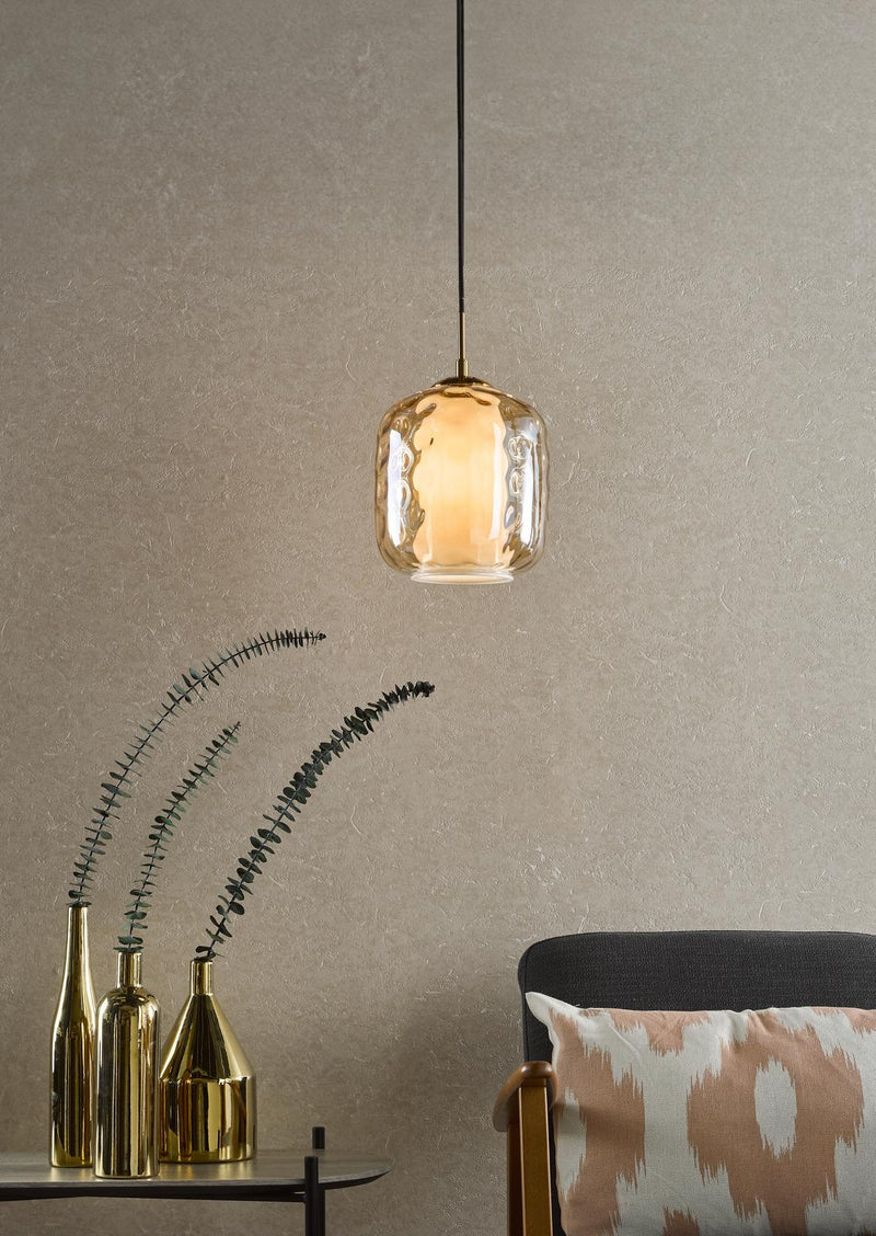 Dar Lighting Majella Pendant Aged Brass and Champagne Glass • MAJ0145