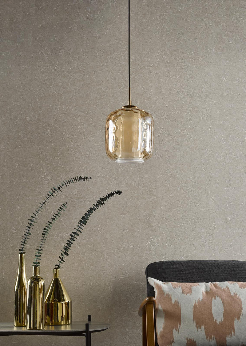 Dar Lighting Majella Pendant Aged Brass and Champagne Glass • MAJ0145