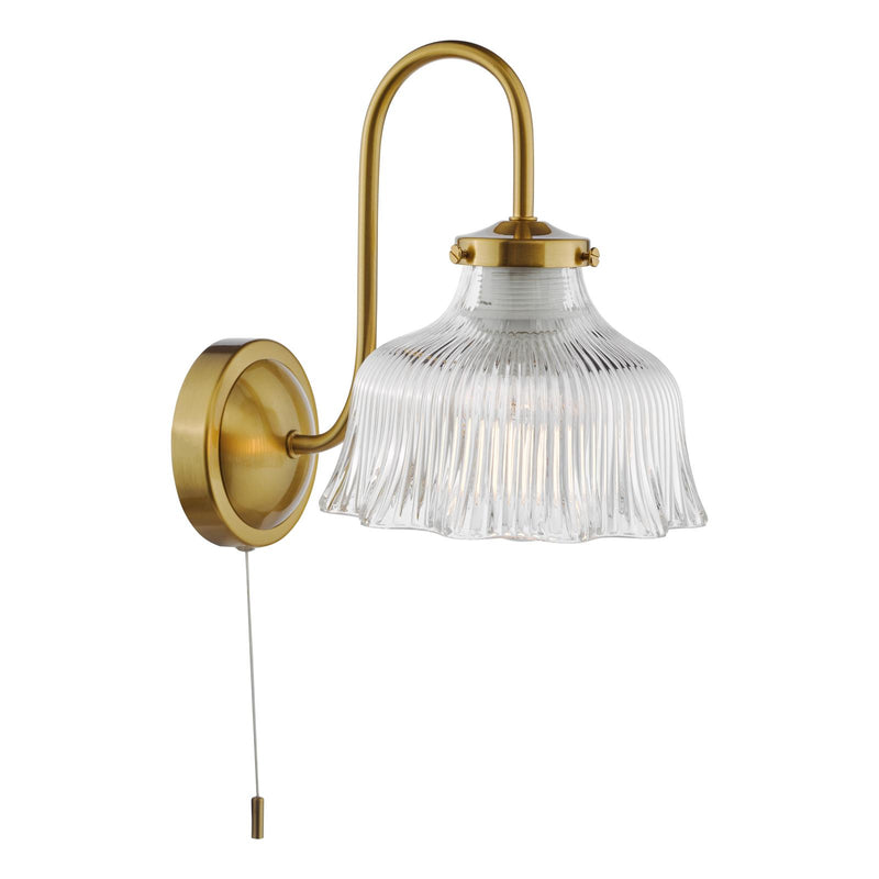 Dar Lighting Maude Wall Light Natural Brass and Ribbed Glass • MAU0742