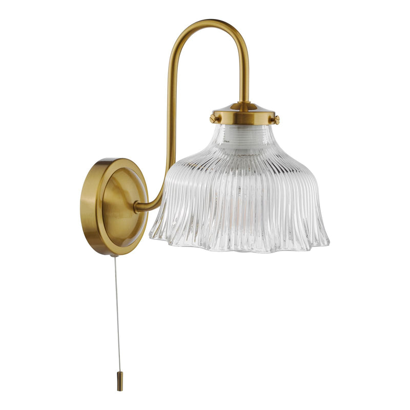 Dar Lighting Maude Wall Light Natural Brass and Ribbed Glass • MAU0742