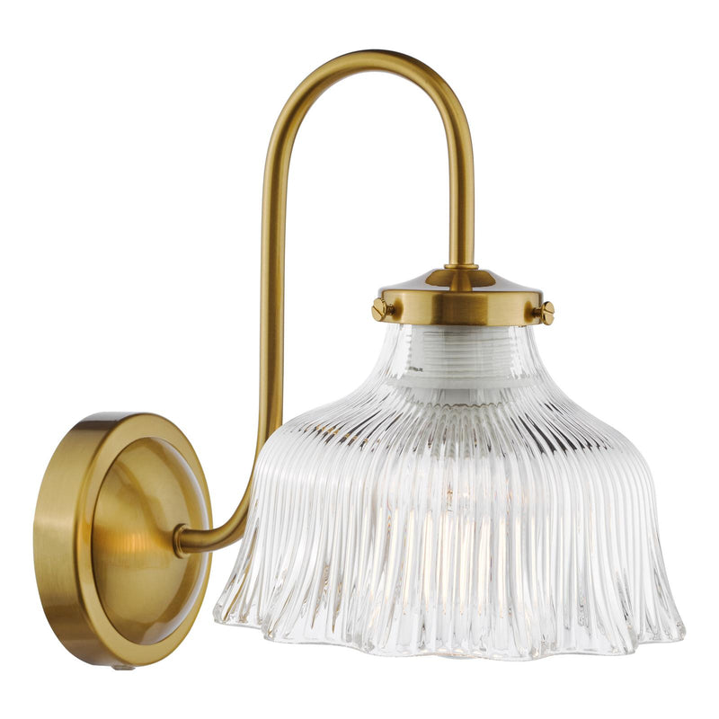 Dar Lighting Maude Wall Light Natural Brass and Ribbed Glass • MAU0742
