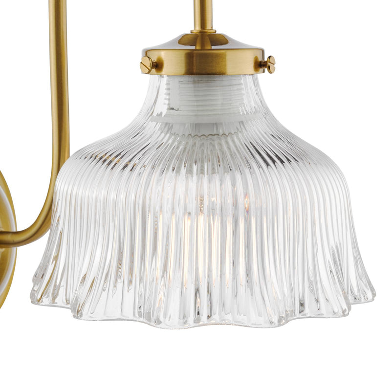 Dar Lighting Maude Wall Light Natural Brass and Ribbed Glass • MAU0742