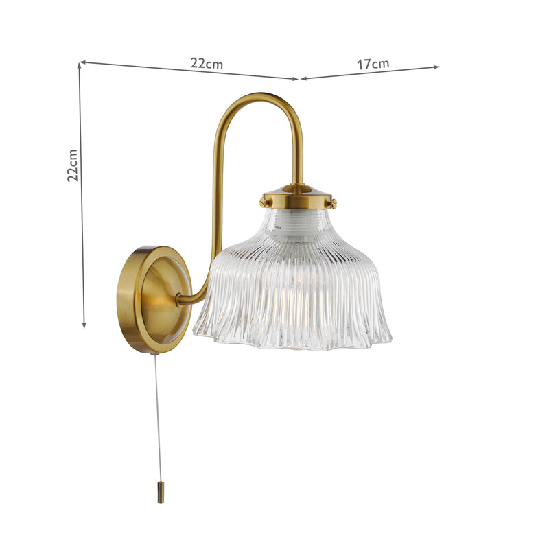 Dar Lighting Maude Wall Light Natural Brass and Ribbed Glass • MAU0742