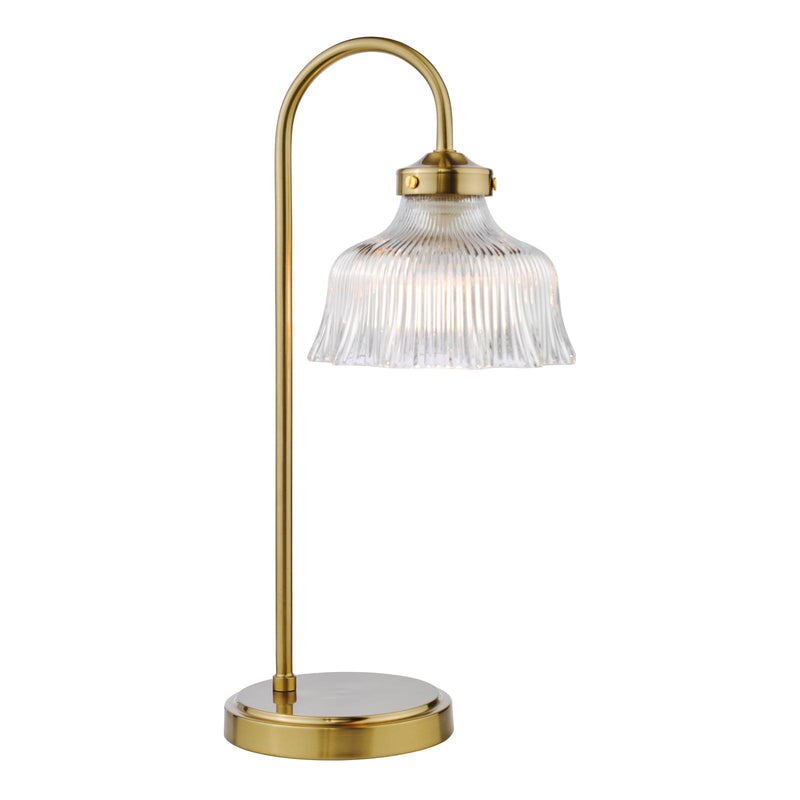Dar Lighting Maude Table Lamp Natural Brass and Ribbed Glass • MAU4242