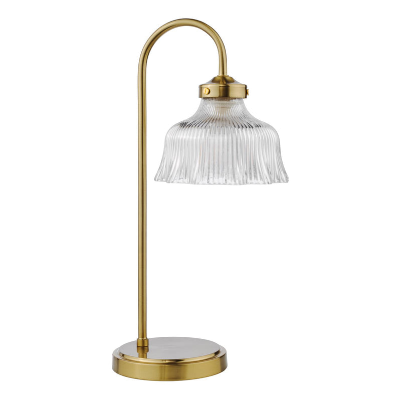 Dar Lighting Maude Table Lamp Natural Brass and Ribbed Glass • MAU4242