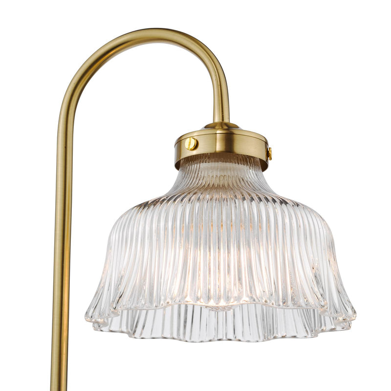 Dar Lighting Maude Table Lamp Natural Brass and Ribbed Glass • MAU4242