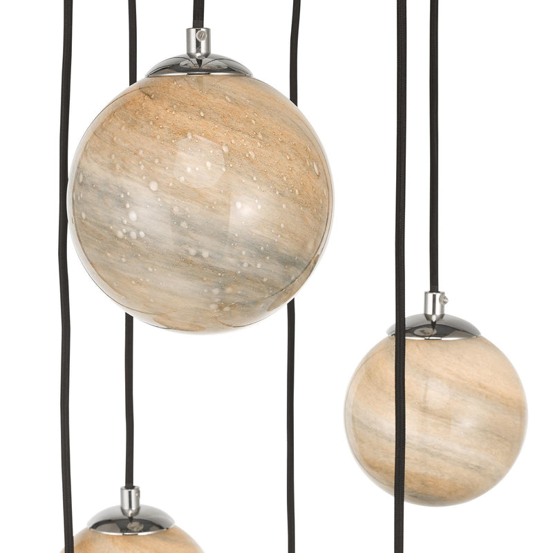 Dar Lighting Mikara 6 Light Cluster Pendant Marble Effect Glass & Polished Chrome • MIK0650