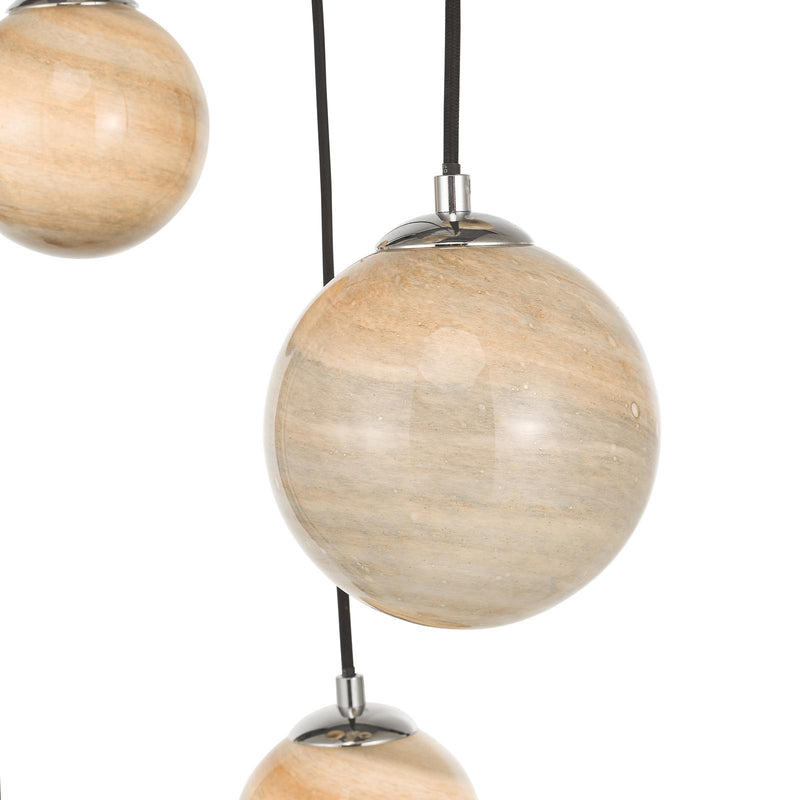 Dar Lighting Mikara 6 Light Cluster Pendant Marble Effect Glass & Polished Chrome • MIK0650