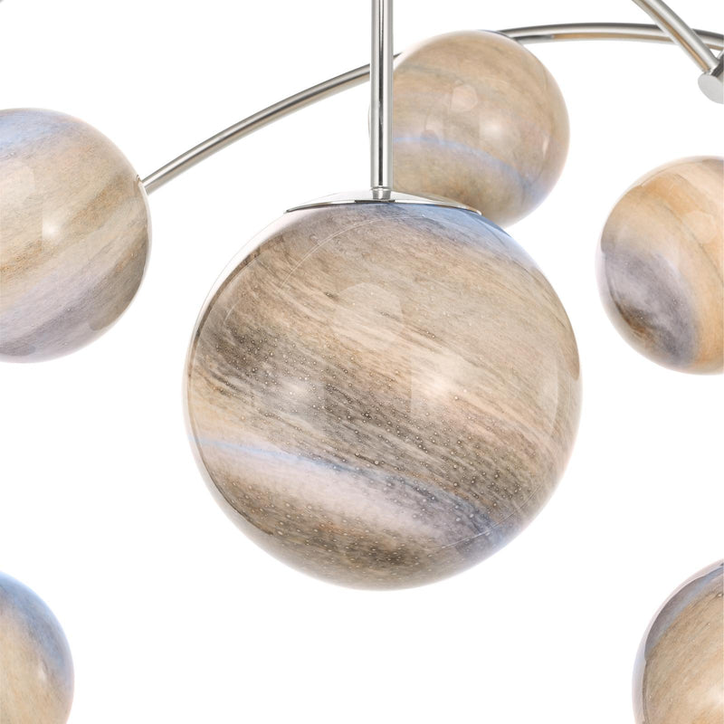 Dar Lighting Mikara 7 Light Pendant Polished Chrome Marble Effect Glass • MIK3450