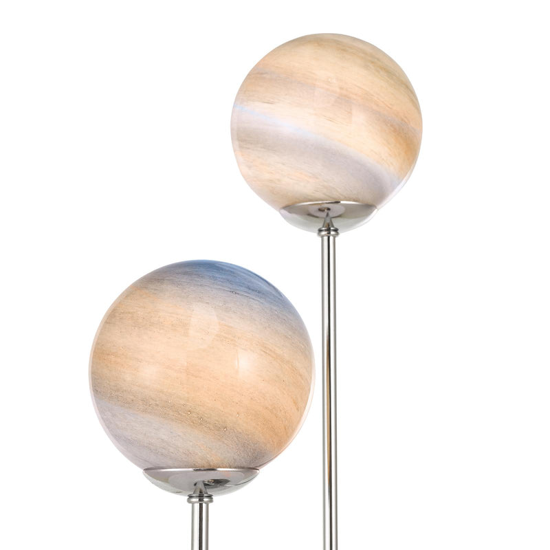 Dar Lighting Mikara 2 Light Table Lamp Polished Chrome Marble Effect Glass • MIK4250