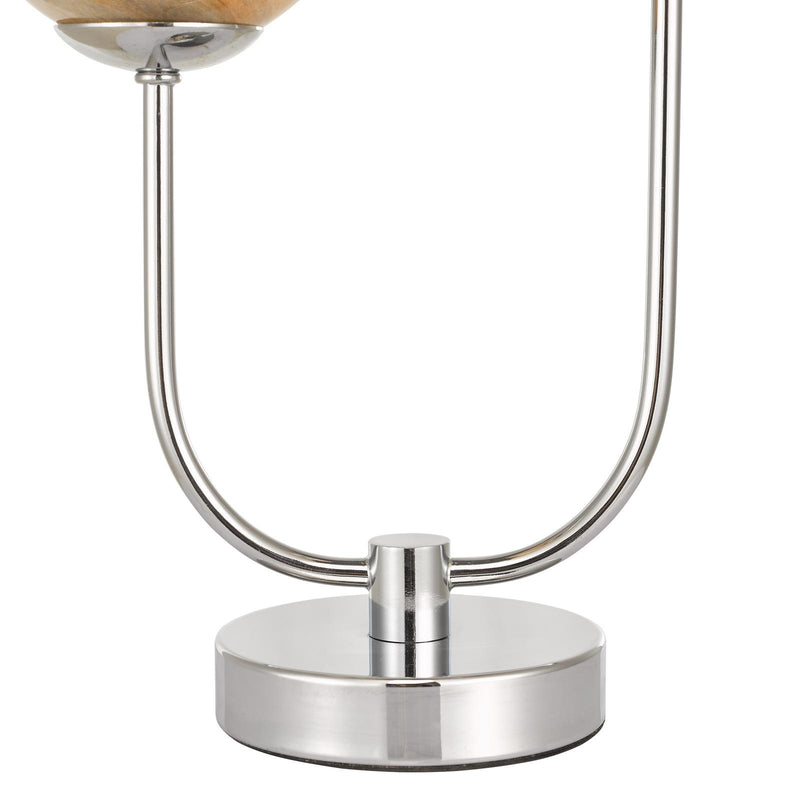 Dar Lighting Mikara 2 Light Table Lamp Polished Chrome Marble Effect Glass • MIK4250