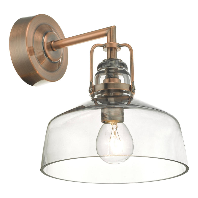 Dar Lighting Miles Wall Light Antique Copper Smoked Glass • MIL0764