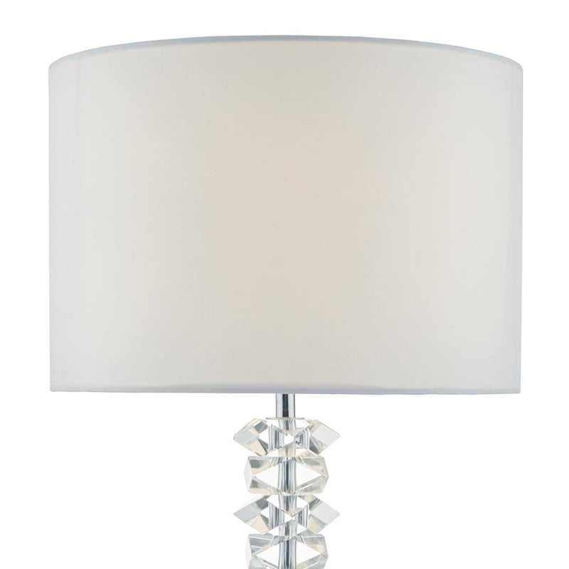 Dar Lighting Mina Table Lamp Polished Chrome & Crystal With Shade • MIN4208