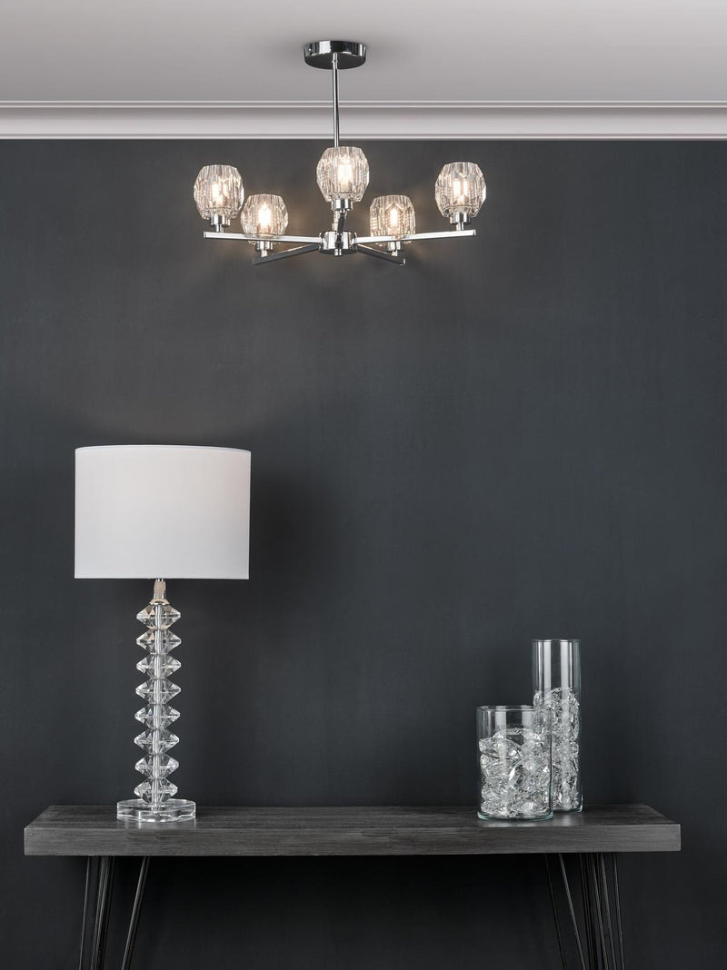 Dar Lighting Mina Table Lamp Polished Chrome & Crystal With Shade • MIN4208