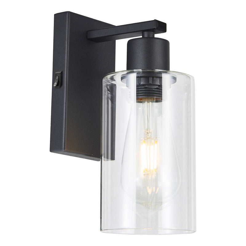 Dar Lighting Miu Wall Light Matt Black Glass • MIU0722