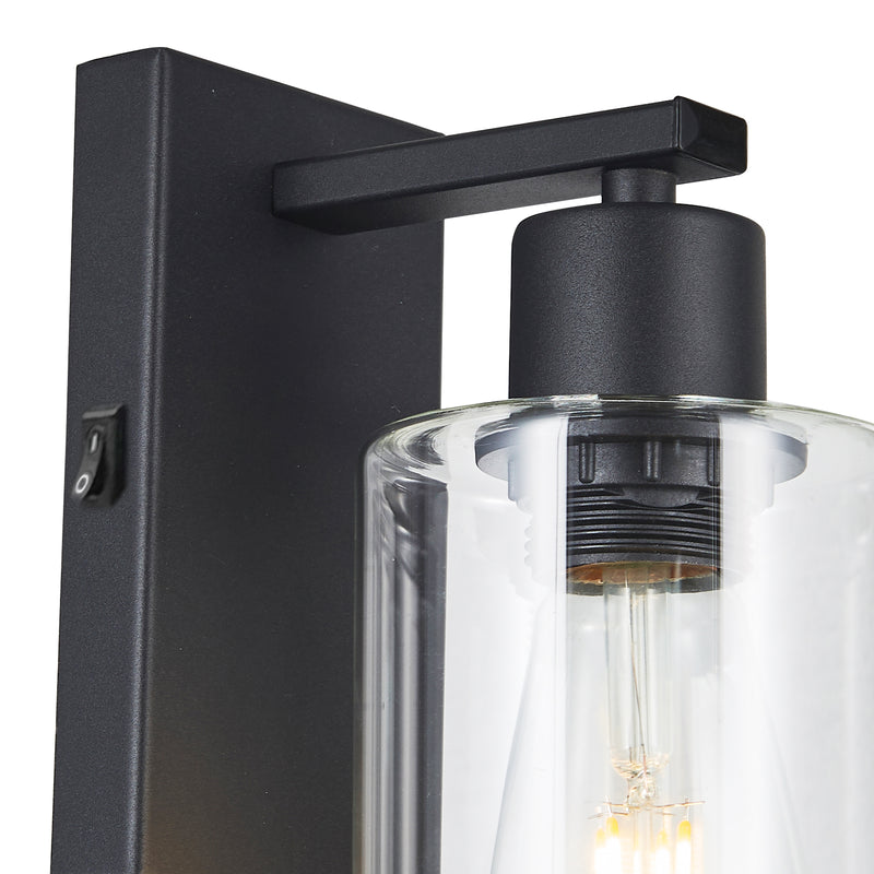 Dar Lighting Miu Wall Light Matt Black Glass • MIU0722