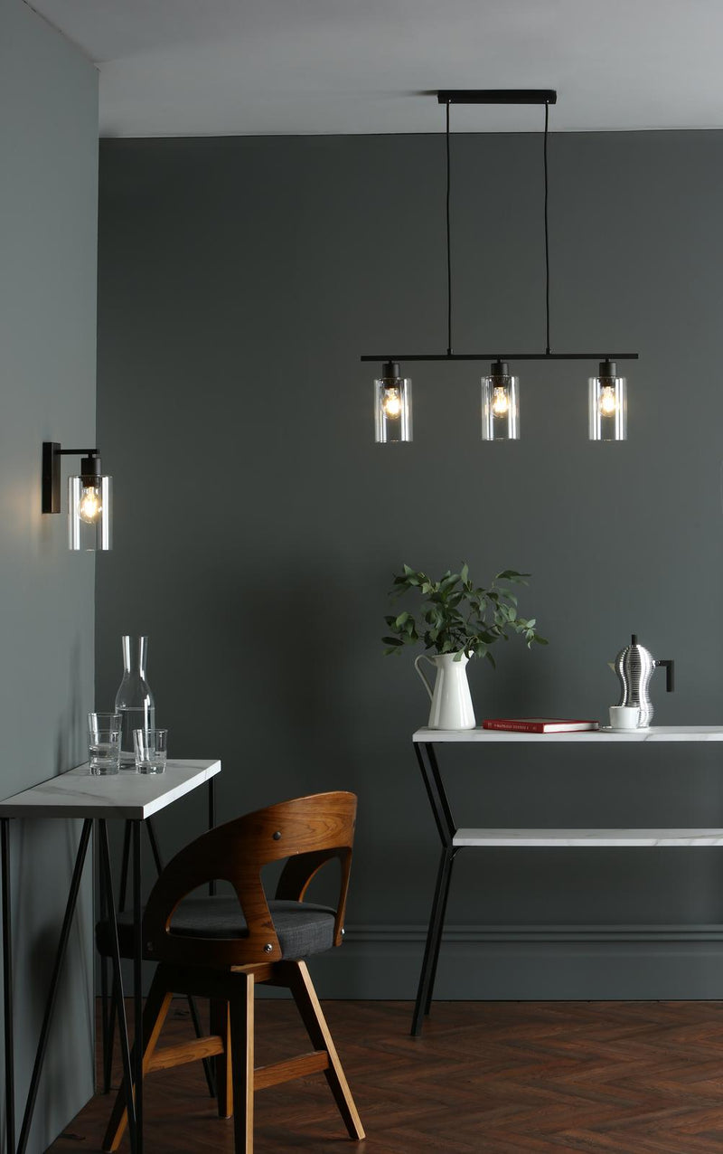 Dar Lighting Miu Wall Light Matt Black Glass • MIU0722