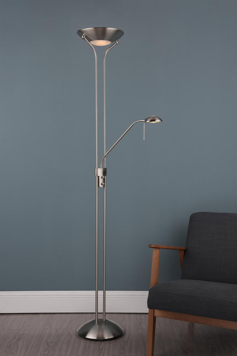 Dar Lighting Montana Mother & Child Floor Lamp Satin Chrome • MON4946