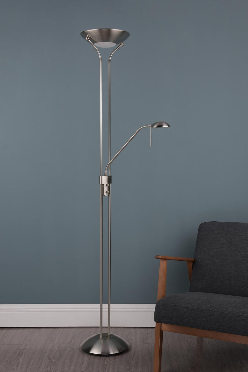 Dar Lighting Montana Mother & Child Floor Lamp Satin Chrome • MON4946