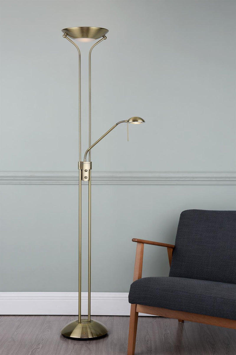 Dar Lighting Montana Mother & Child Floor Lamp Antique Brass • MON4975