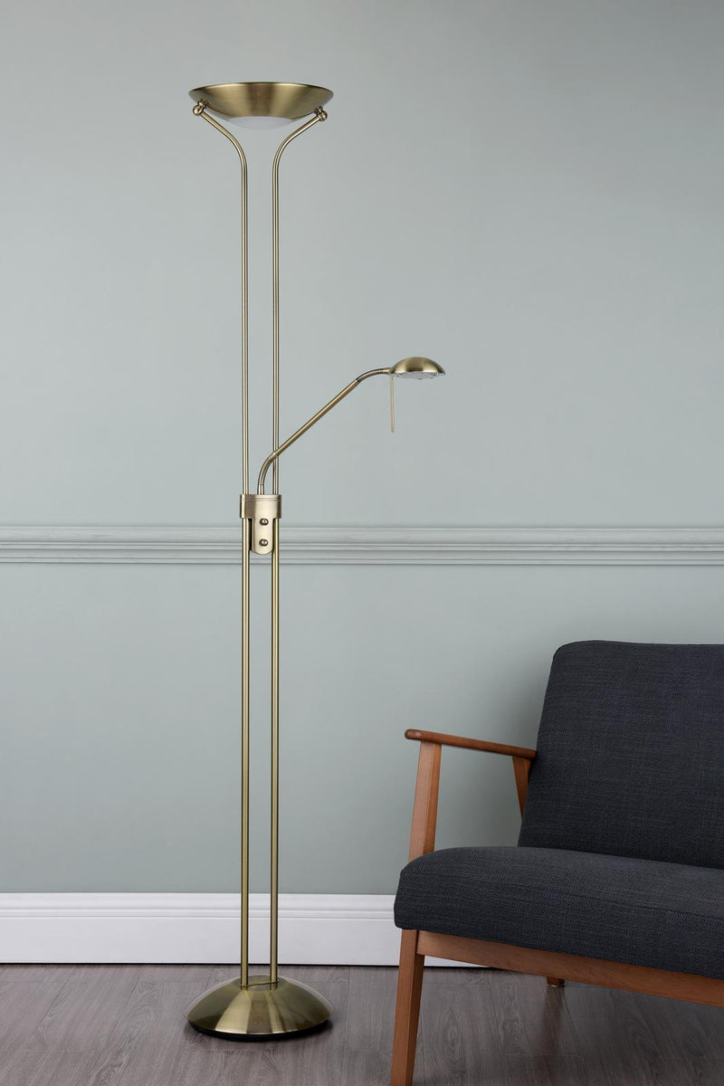 Dar Lighting Montana Mother & Child Floor Lamp Antique Brass • MON4975