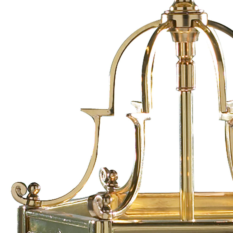 Dar Lighting Moorgate Hexagonal Hall Lantern Dual Mount Polished Brass • MOO0340