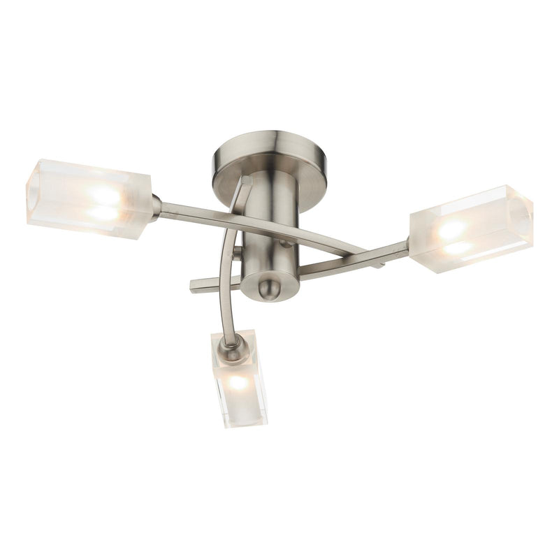 Dar Lighting Morgan 3 Light Semi Flush Satin Chrome • MOR0346