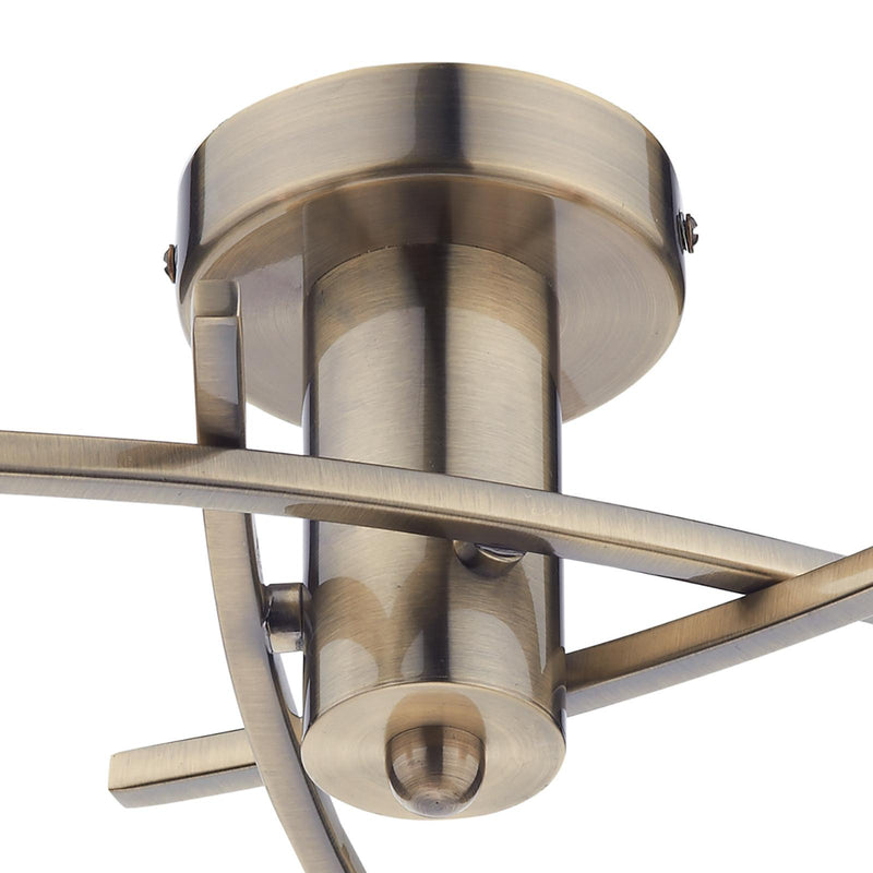 Dar Lighting Morgan 3 Light Semi Flush Antique Brass • MOR0375