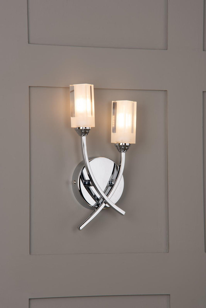 Dar Lighting Morgan Double Wall Bracket Polished Chrome • MOR0950
