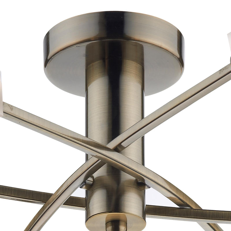 Dar Lighting Morgan 6 Light Semi Flush Antique Brass • MOR6475