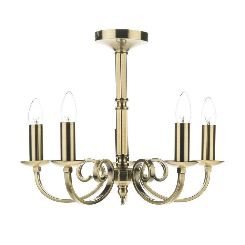 Dar Lighting Murray 5 Light Dual Mount Pendant Antique Brass • MUR0575